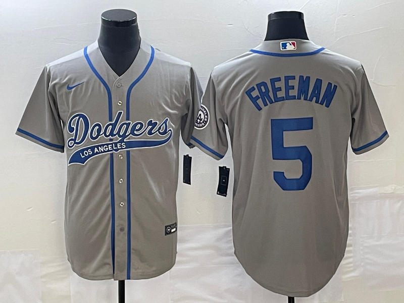 Men's Los Angeles Dodgers Freddie Freeman #5 Gray Jersey Joint Edition